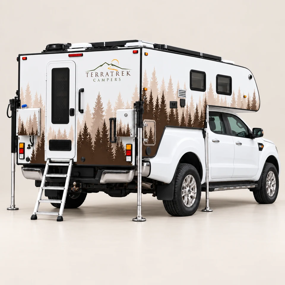 Product illustration of the TT-380 DC entrance, ladder and pickup, rear three-quarter view